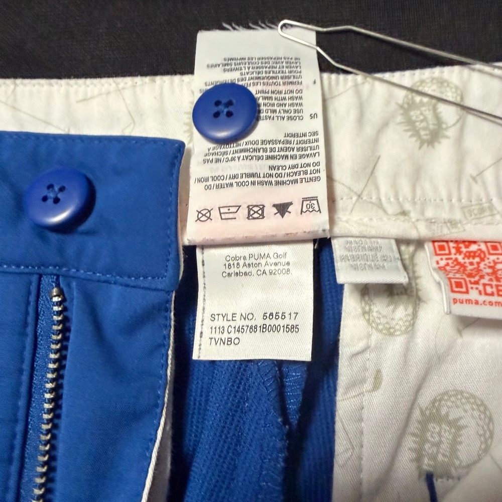 Puma CELL Golf Shorts Mens 32 Blue Performance Stretch Flat Front Pockets - Picture 8 of 9
